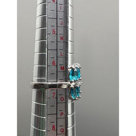 Blue Leaf Sterling Silver Ring With Marquise Cut Stones - Picture 8 of 8